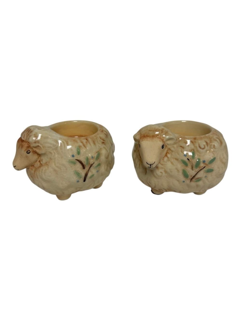 Vintage Country Cottage Ceramic Sheep PartyLite Tealight Holders | Set of Two